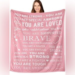 Inspirational Breast Cancer Throw Blanket NIP